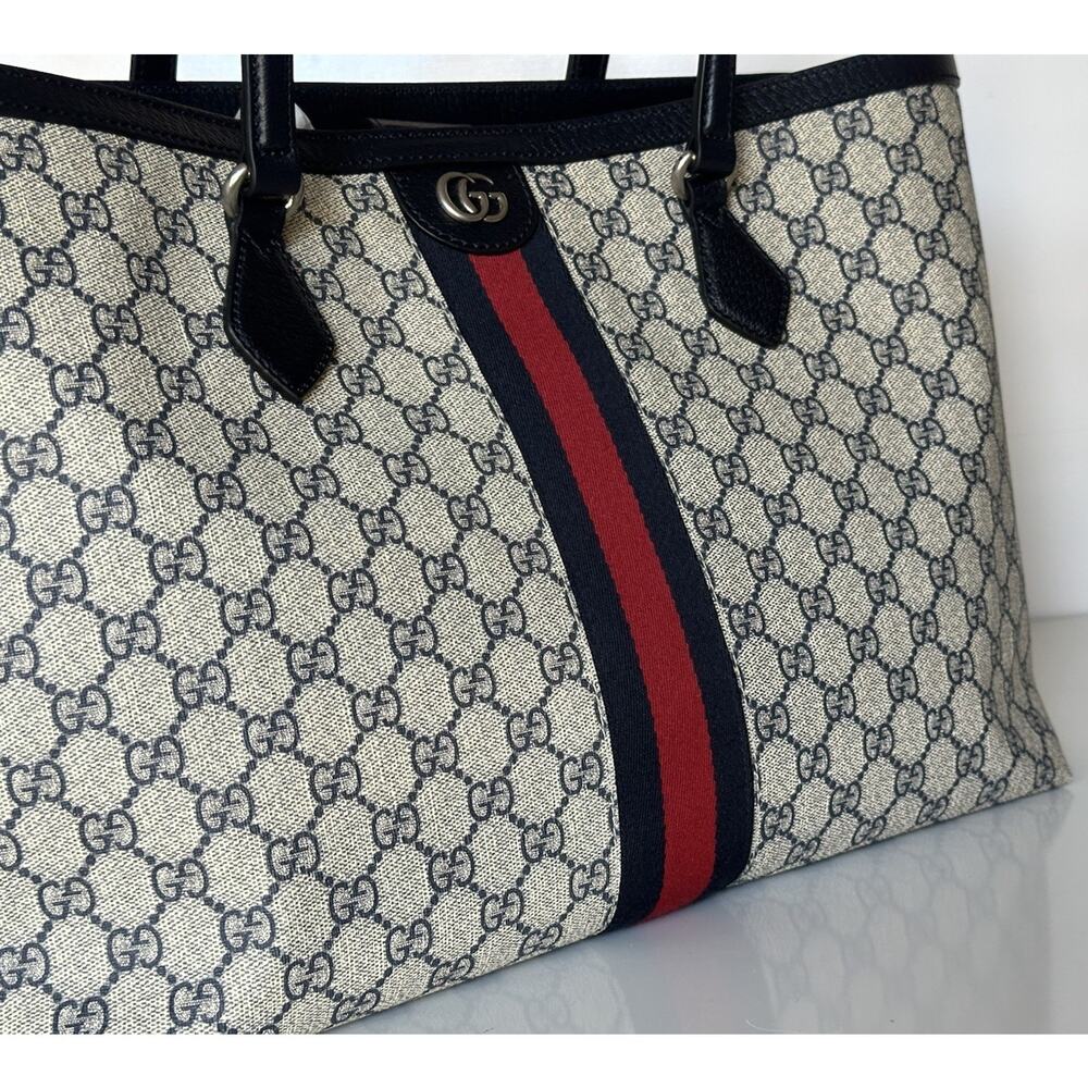 Gucci GG Supreme Web Canvas/Leather Medium Tote Bag Italy 631685 NWOT - Picture 6 of 16